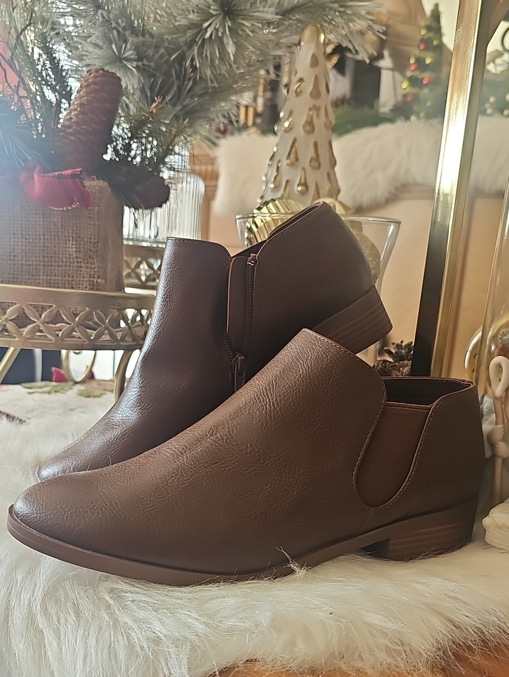 Kensie Brown Women's Slip-On Low Heel Ankle Shoes Size 8.5M